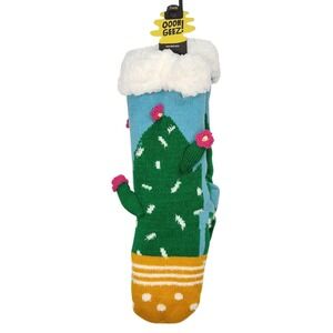 NWT Ooh Geez Youth Cactus Hugs Cozy Non‎ Skid Sole Slipper Socks Youth Size